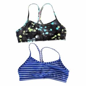 Ivivva Sports Bra Bundle Stripes Polka Dot Girls Size 12
